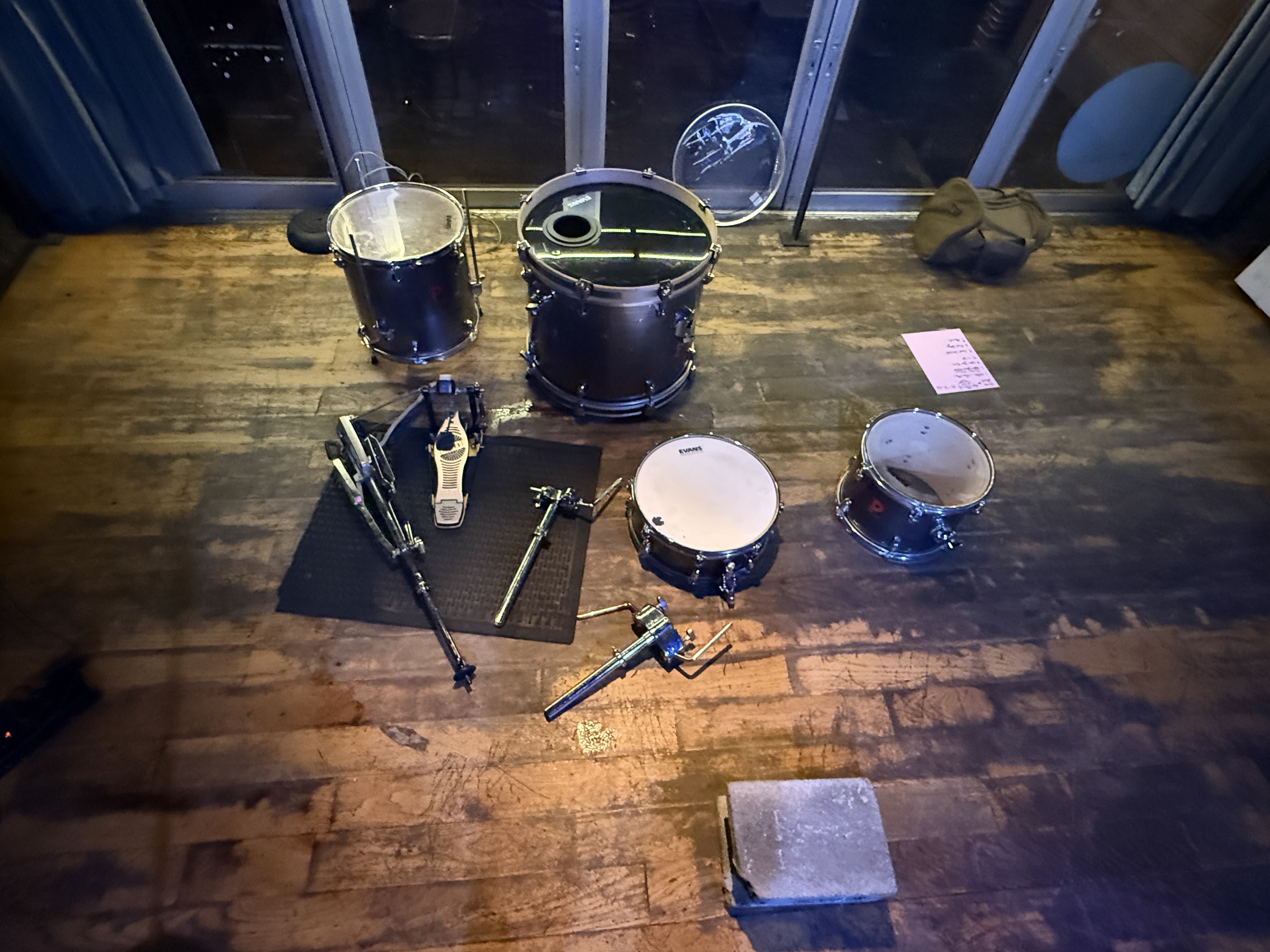 Drum kit laid out