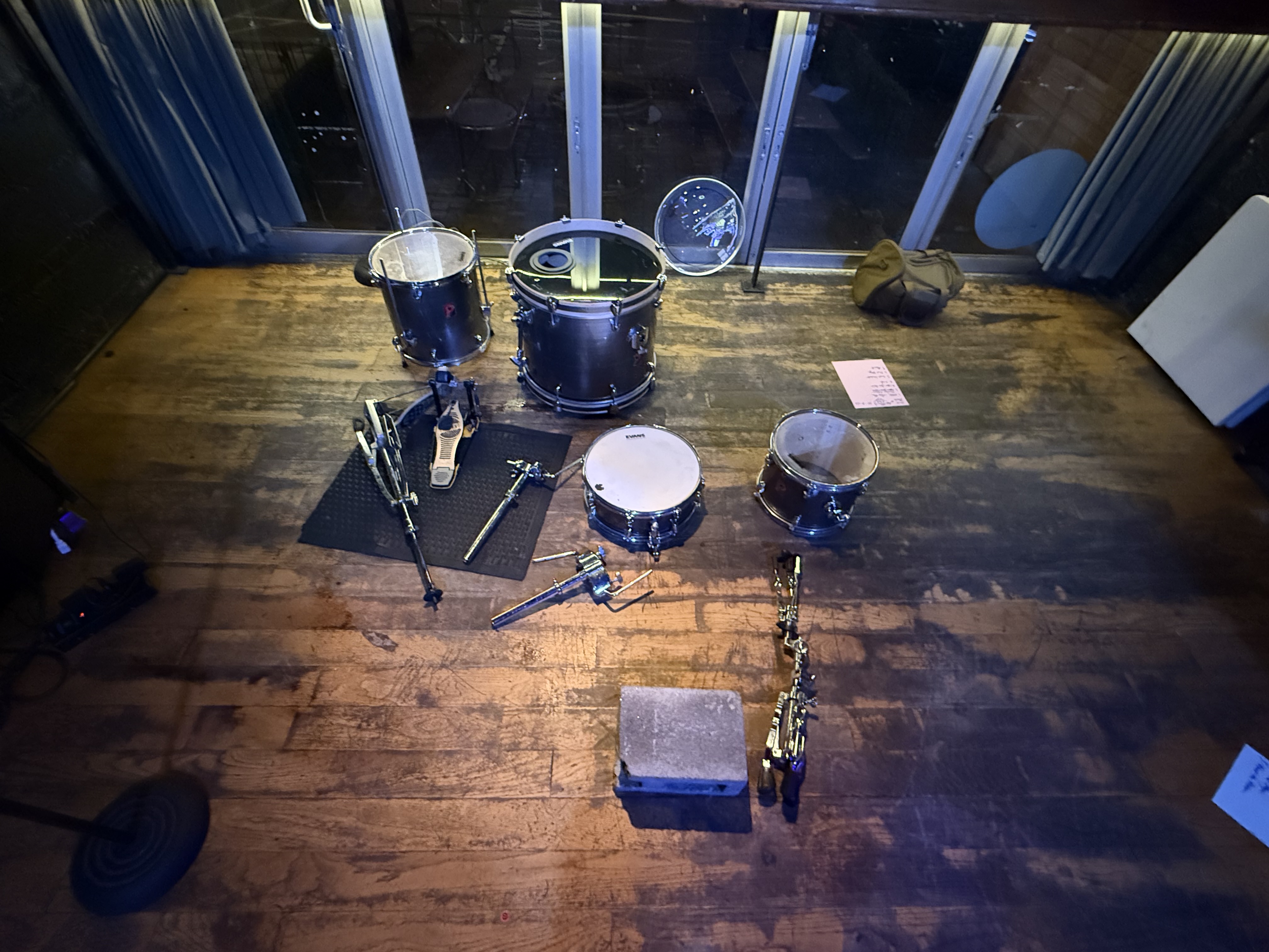 Drum kit laid out